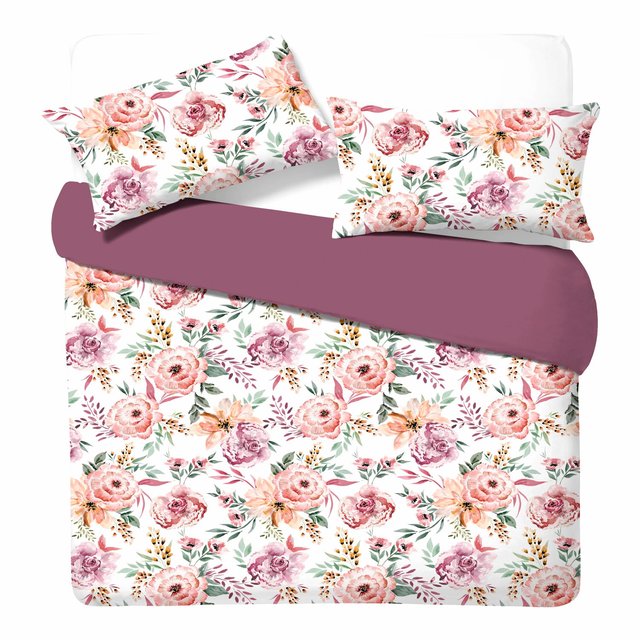 Nutmeg Home Easy Care Watercolour Floral Duvet Set Double 