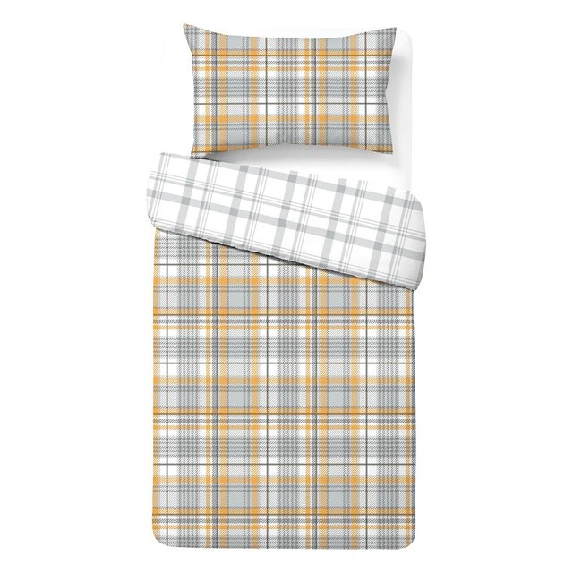 Nutmeg Home Easy Care Ochre Check Duvet Set Single 