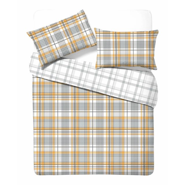 Nutmeg Home Easy Care Ochre Check Duvet Set Double 