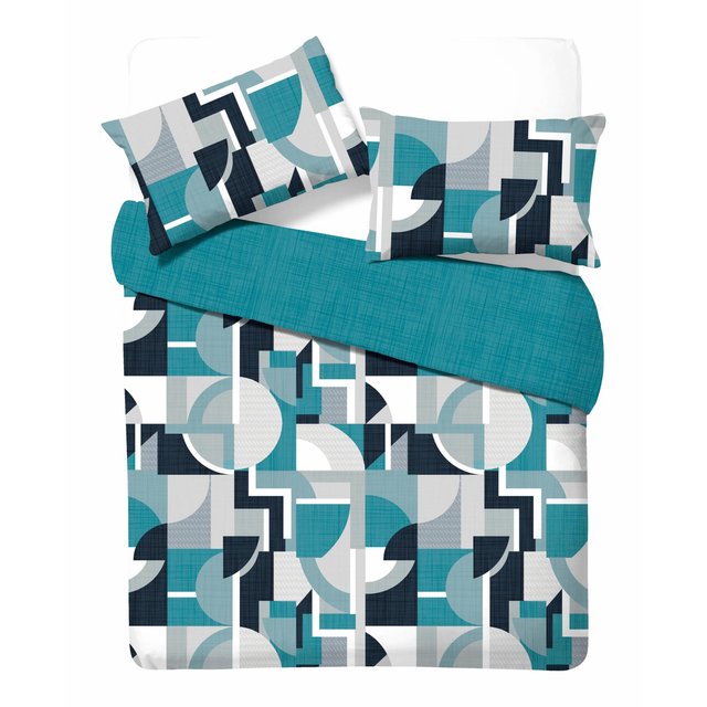 Nutmeg Home Easy Care Teal Geo Duvet Set Double 