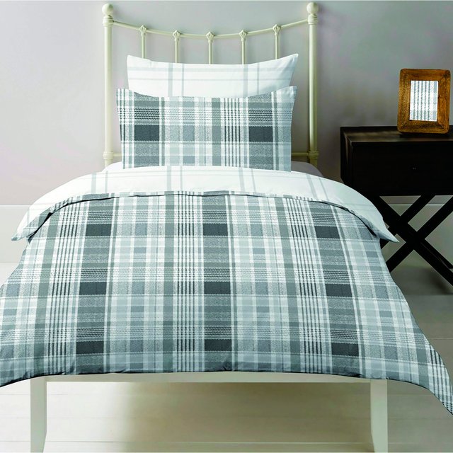 Nutmeg Home Brushed Cotton Check Duvet Set Single 