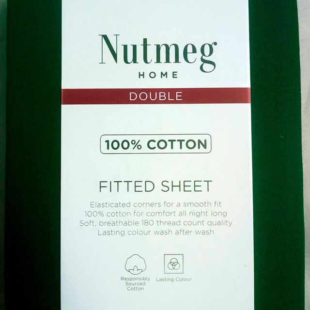 Morrisons Forest Green 100% Cotton Double Fitted Sheet 