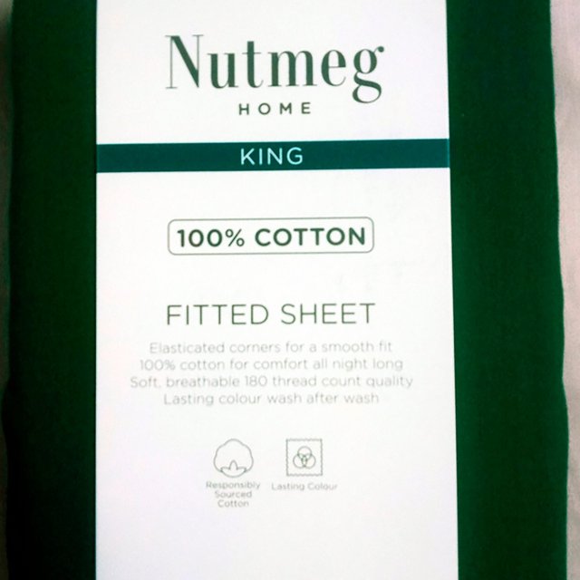 Nutmeg Forest Green 100% Cotton King Fitted Sheet 