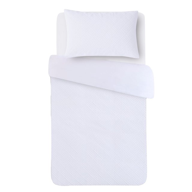 Nutmeg Home White Geo Embossed Duvet Set Single 