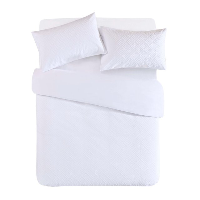 Nutmeg Home White Geo Embossed Duvet Set Super King 