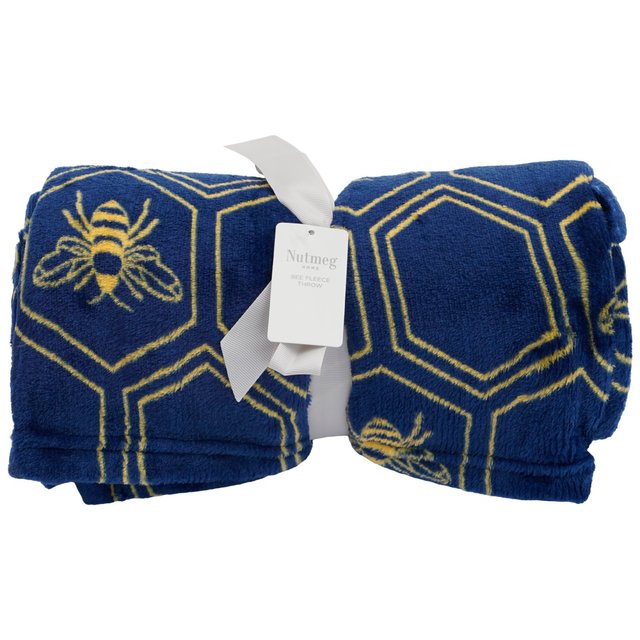 Nutmeg Home Bee Fleece Throw 