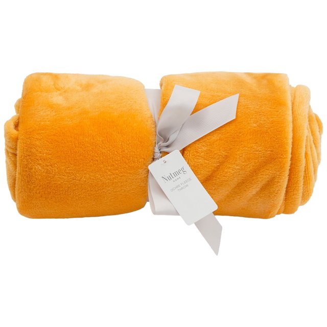 Nutmeg Home Ochre Fleece Throw 150x120cm 