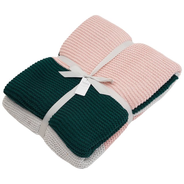 Nutmeg Home Three Tone Knitted Fleece Throw 150x120cm 