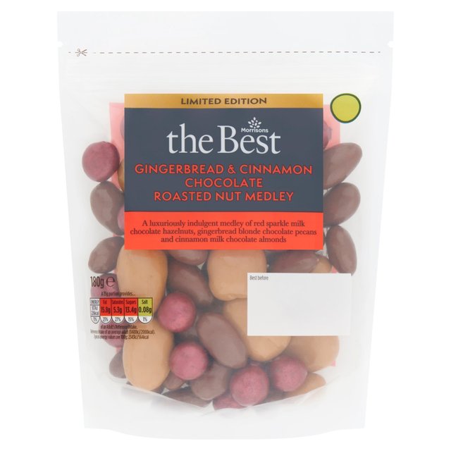 Morrisons The Best Gingerbread & Cinnamon Choc Roasted Nut Medley 180g