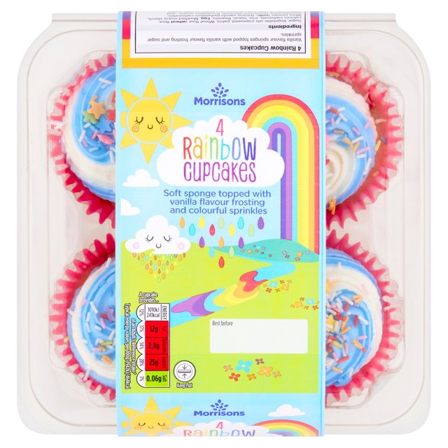 Morrisons Rainbow Cupcakes  4 per pack