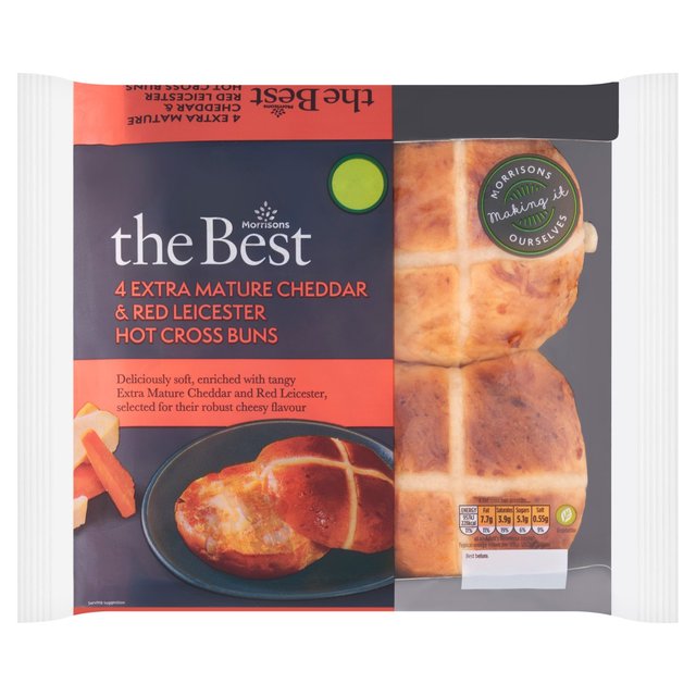 Morrisons The Best Extra Cheesy Hot Cross 4 per pack