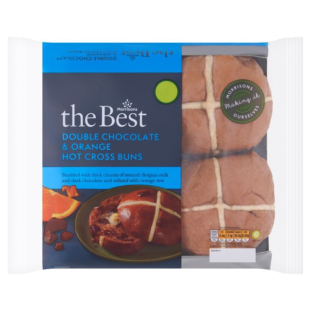 Morrisons The Best Chocolate Orange Hot Cross Bun 4 per pack