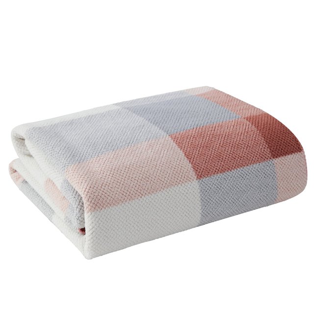 Nutmeg Home Pink Sherpa Check Fleece Throw 150x120cm 