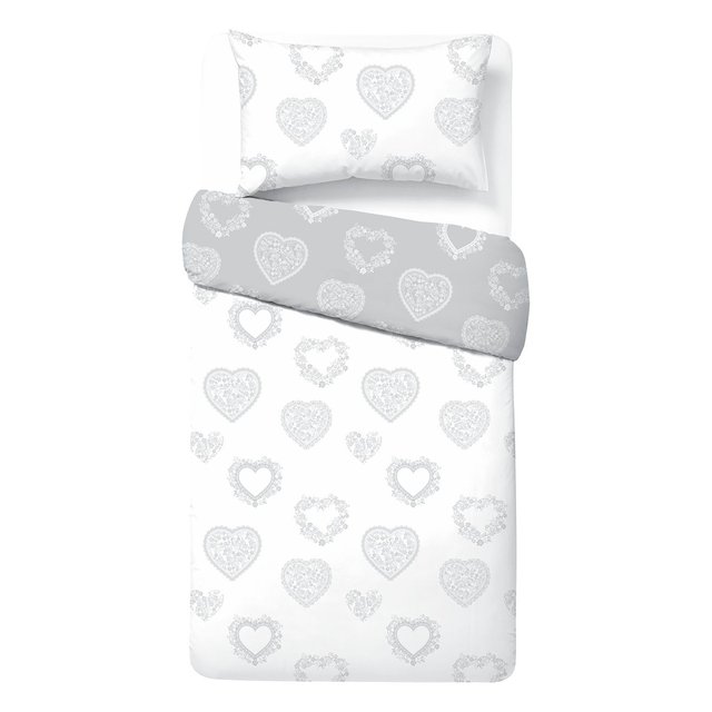 Nutmeg Home Easy Care Heart Duvet Set Single 