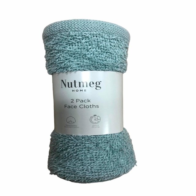 Nutmeg Home Blue Face Cloths 2 per pack