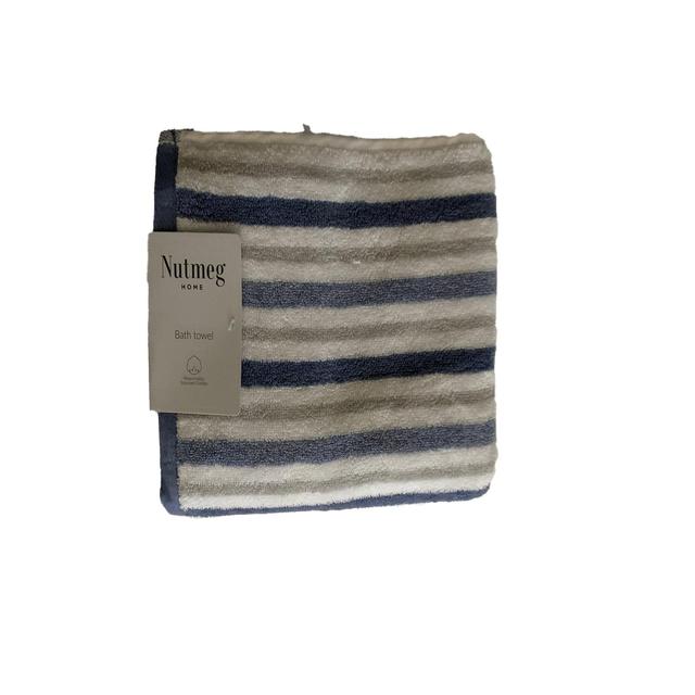 Nutmeg Home Blue & Grey Stripe Bath Towel 