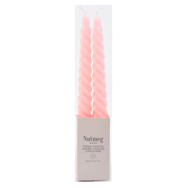 Nutmeg Home Trend Twisted Dinner Candles Pink 2 per pack