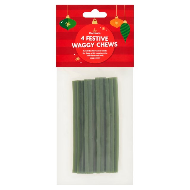 Morrisons Festive Waggy Rawhide Alternative Dog Chews 4 per pack