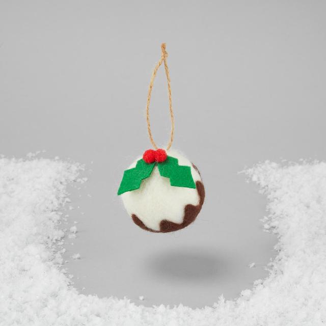 Morrisons Hanging Felted Christmas Pudding Decoration 