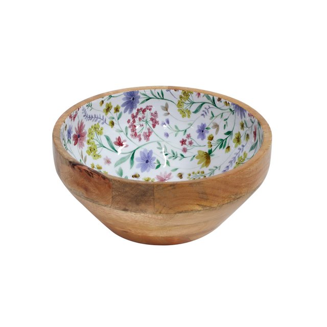 Nutmeg Home Mango Wood Printed Bowl 