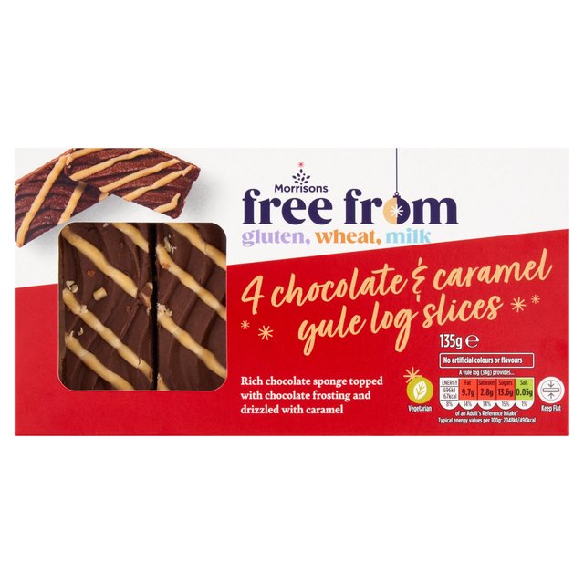 Morrisons Free From 4 Chocolate & Caramel Yule Log Slices 121g