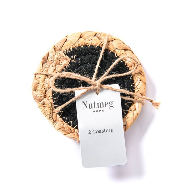 Nutmeg Black Woven Coaster  2 per pack