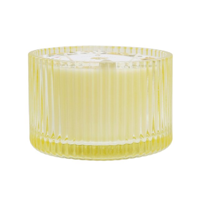 Nutmeg Home Yellow Ribbed Glass Candle 