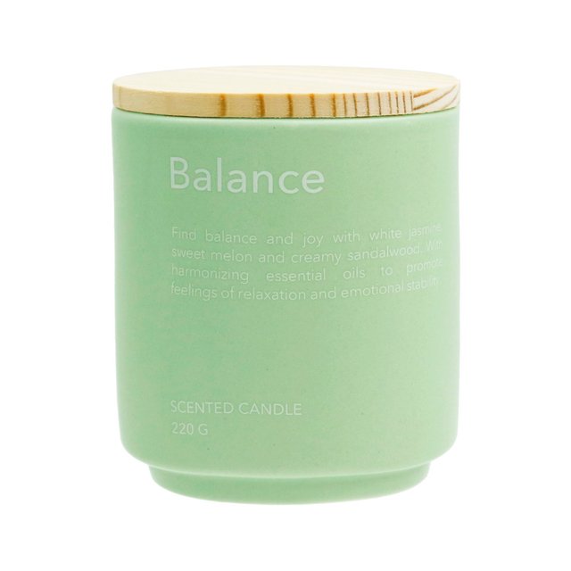 Nutmeg Home Balance 1 Wick Ceramic Candle Wooden Lid 