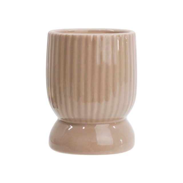 Nutmeg Home Ribbed Ceramic Candle Taupe 