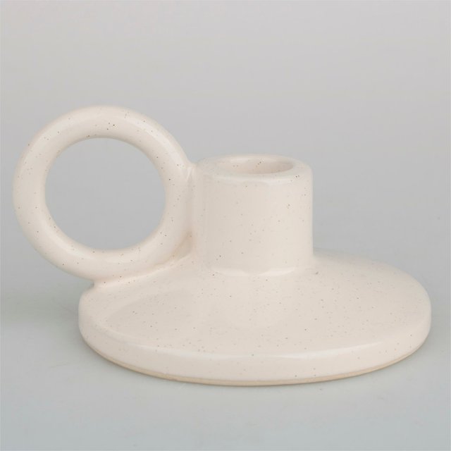 Nutmeg Home Cream Ceramic Taper Candle Holder 