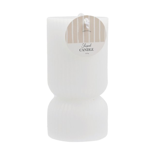 Nutmeg Home Ribbed Shaped Pillar Candle Cream 