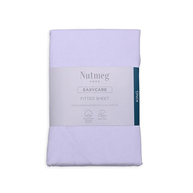 Nutmeg Home Easy Care Cotton White King Fitted Sheet 