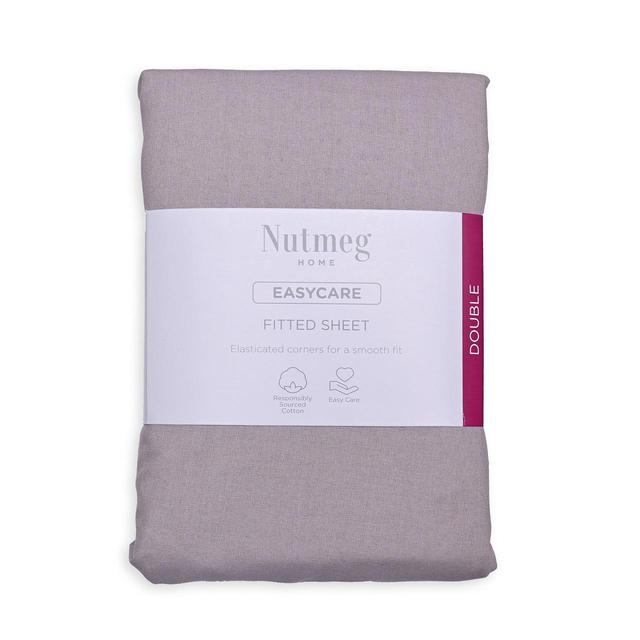 Nutmeg Home Easy Care Grey Double Fitted Sheet 