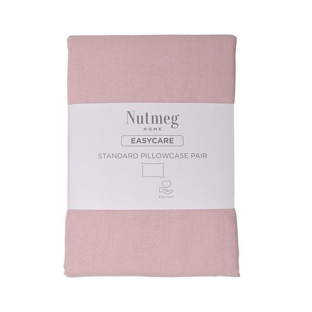 Nutmeg Easycare Pink Standard Pillowcases 2 per pack