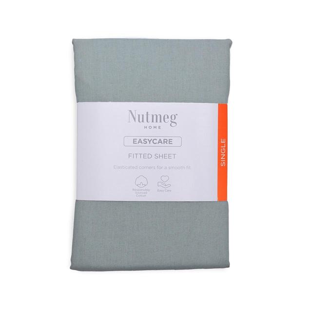 Nutmeg Home Easycare Sage Fitted Sheet Single 