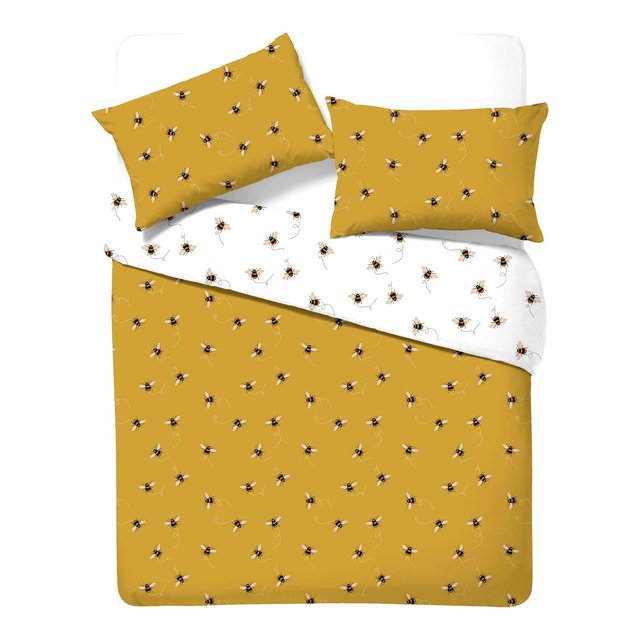 Nutmeg Home Easy Care Bee Happy Duvet Set Double 