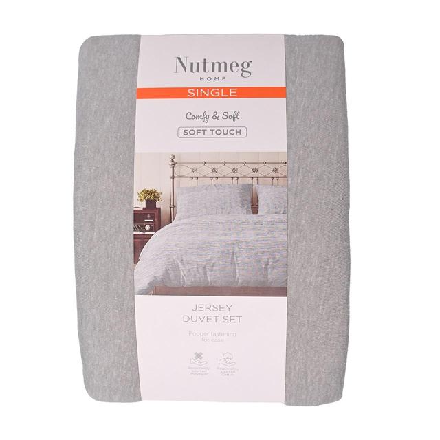 Nutmeg Home Grey Jersey Duvet Set Single 