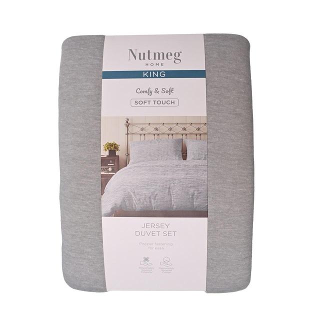 Nutmeg Home Grey Jersey Duvet Set King 