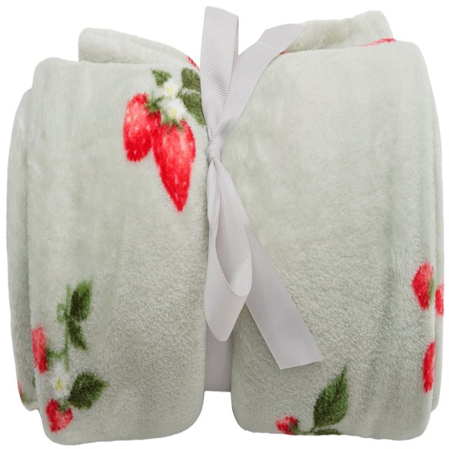 Nutmeg Home Strawberry Fleece Throw 120 X 150cm 