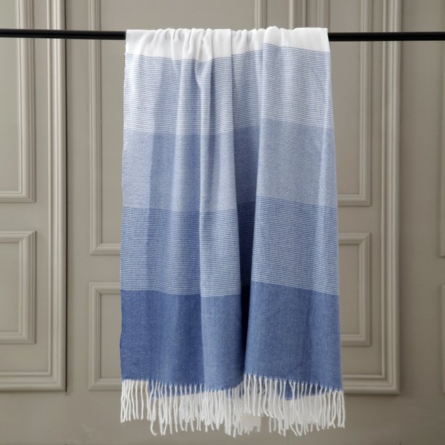 Nutmeg Home Blue Stripe Throw 150 x 200cm 