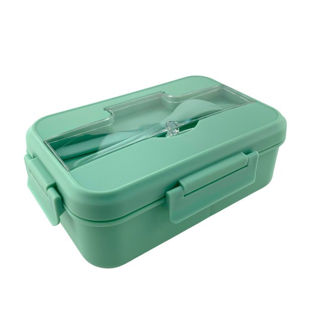 Nutmeg Home Adult Lunch Box & Cutlery Green 