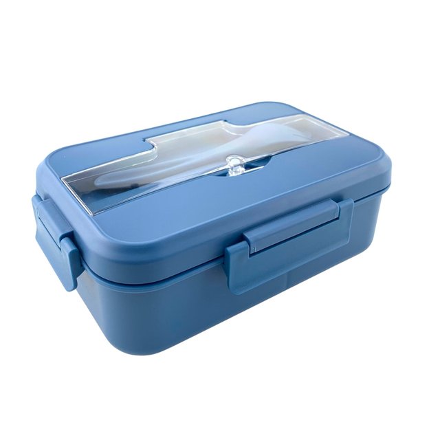 Nutmeg Home Adult Lunch Box & Cutlery Navy Blue 