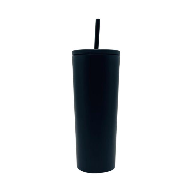 Nutmeg Home Stainless Steel Straw Tumbler Black 