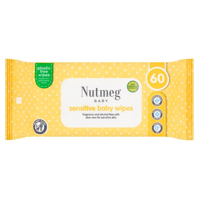 Nutmeg Sensitive Baby Wipes 60 per pack