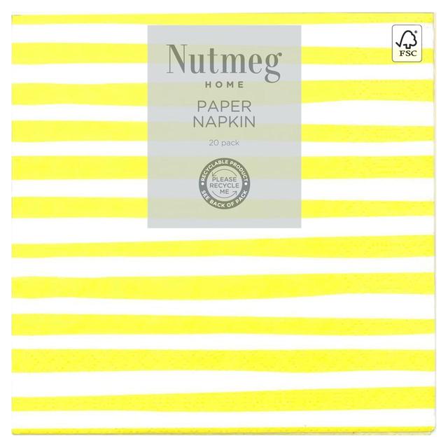 Nutmeg Home Yellow Stripe Napkins 20 per pack