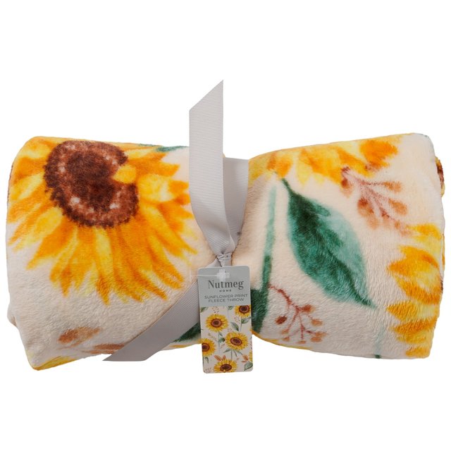 Nutmeg Home Sunflower Fleece Throw  