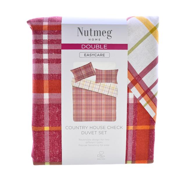 Nutmeg Easy Care Country House Check Duvet Set Double 