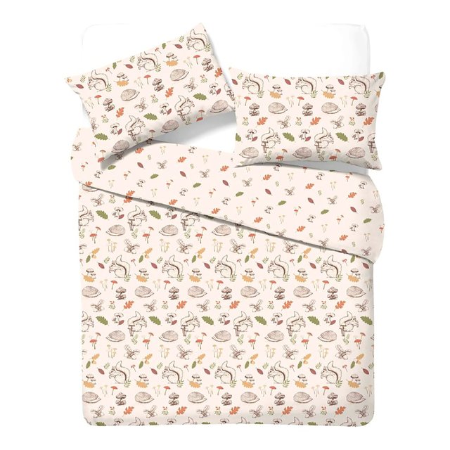 Nutmeg Easy Care Woodland Forage Duvet Set Double 