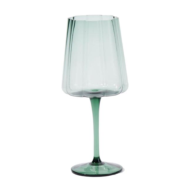 Nutmeg Home Floral Green Wine Glass  2 per pack