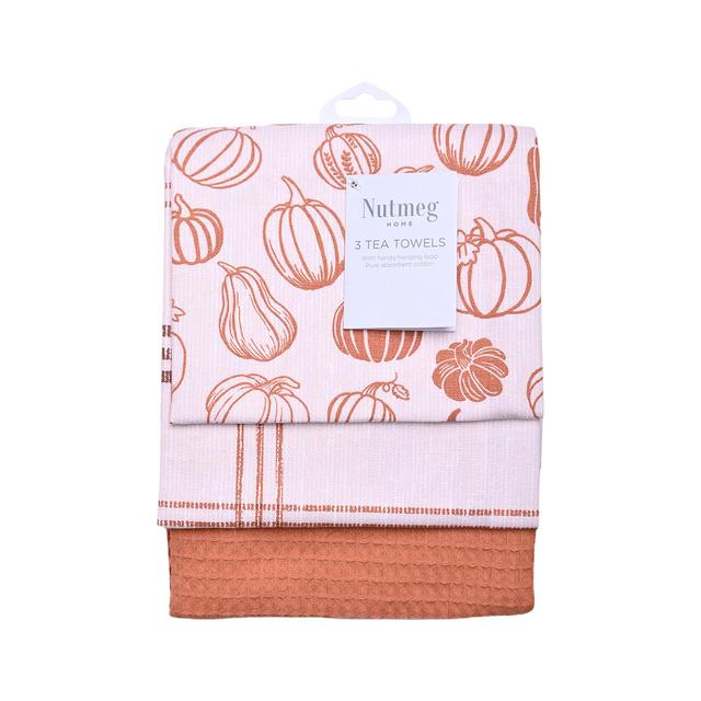 Nutmeg Home Pumpkin Tea Towels 3 per pack